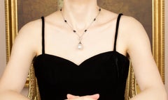 Pearl Diamond Onyx Pendant Necklace Art Déco Design by Ella Gafter