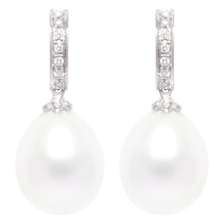 Ella Gafter Australian South Sea Pearl and Diamond Drop Earrings For ...