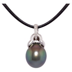 Ella Gafter Schwarze Perlen-Diamant-Anhänger-Halskette
