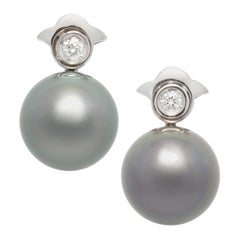 Ella Gafter Boucles d'oreilles en perles noires de Tahiti et diamants