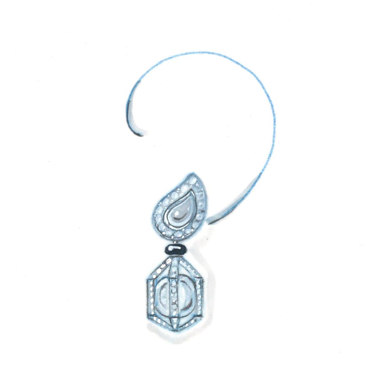 Ella Gafter 144 mm Schwarze Tahiti-Perlen-Diamant-Tropfen-Ohrringe im Angebot 4