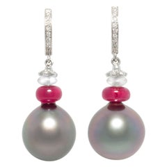 Ella Gafter Black Tahitian Pearl Diamond Earrings