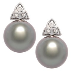 Ella Gafter 13mm Schwarze Tahiti-Perlen-Diamant-Ohrstecker