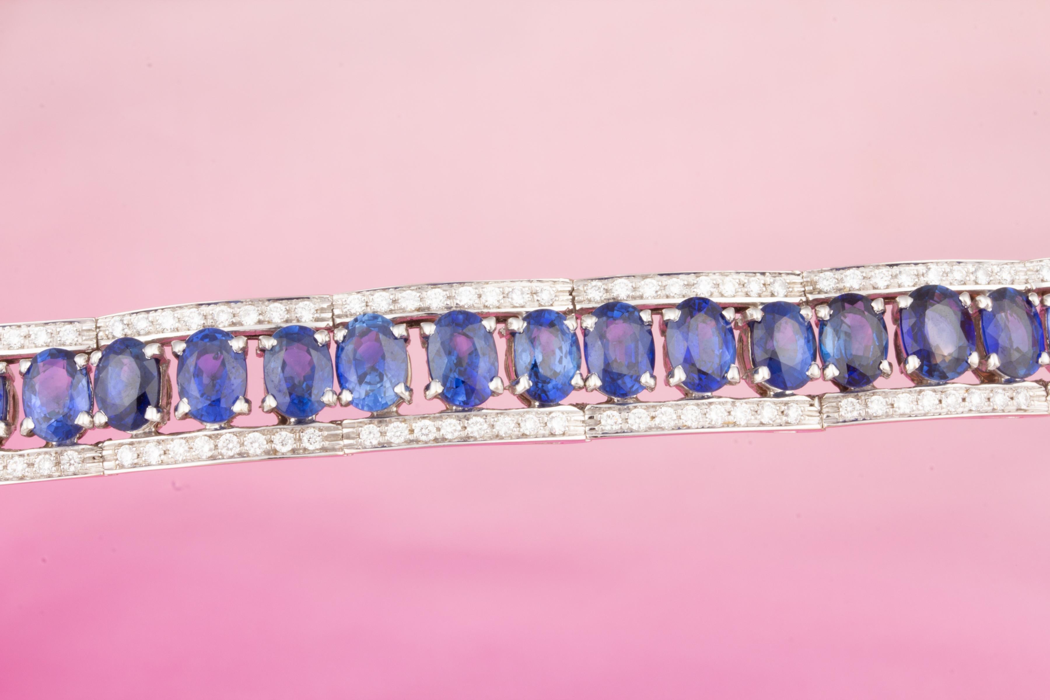 Brilliant Cut Ella Gafter Blue Ceylon Sapphire Diamond Bangle Bracelet For Sale
