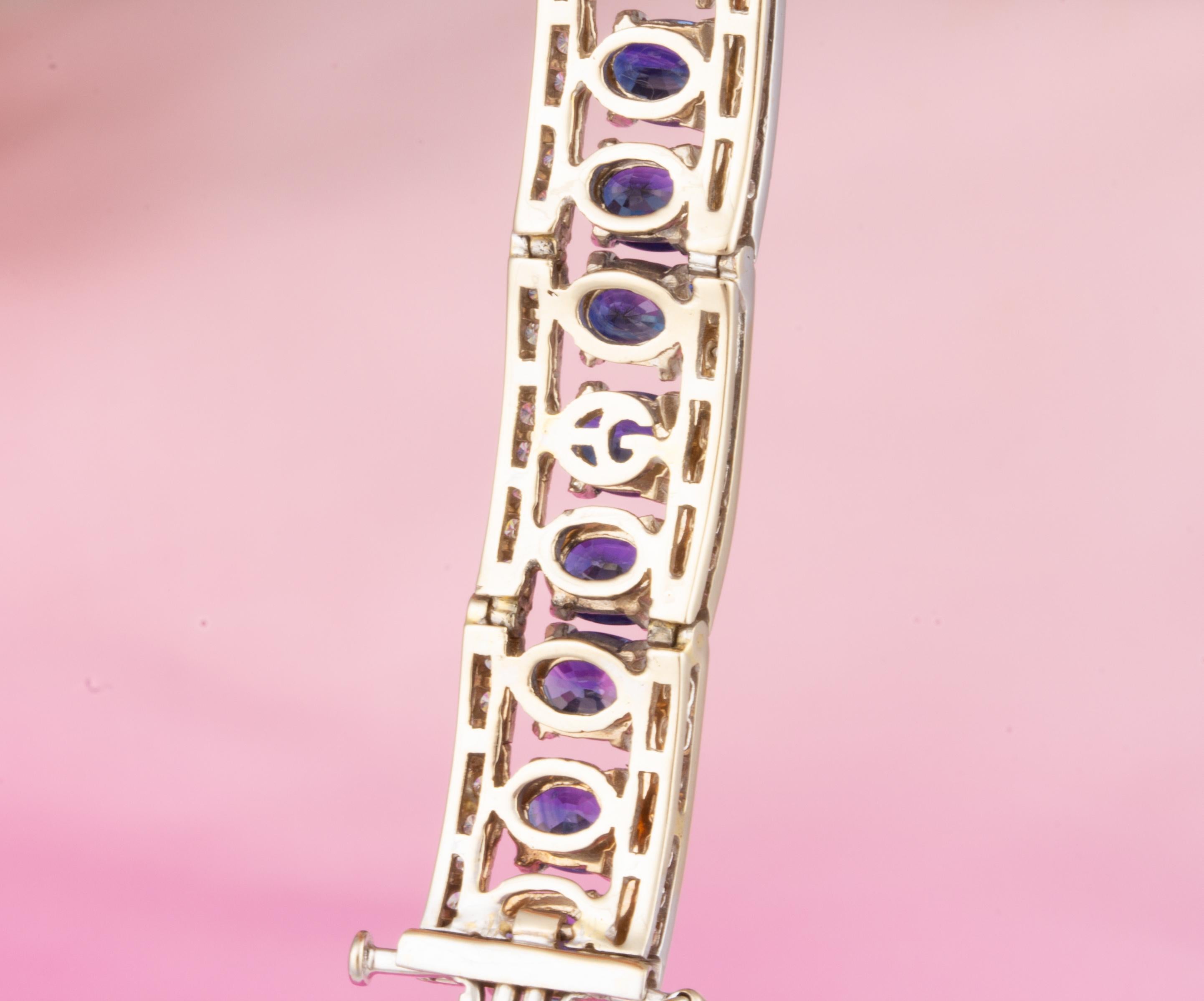 Ella Gafter Blue Ceylon Sapphire Diamond Bangle Bracelet In New Condition For Sale In New York, NY