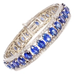 Ella Gafter Bracelet jonc bleu en saphir de Ceylan et diamants