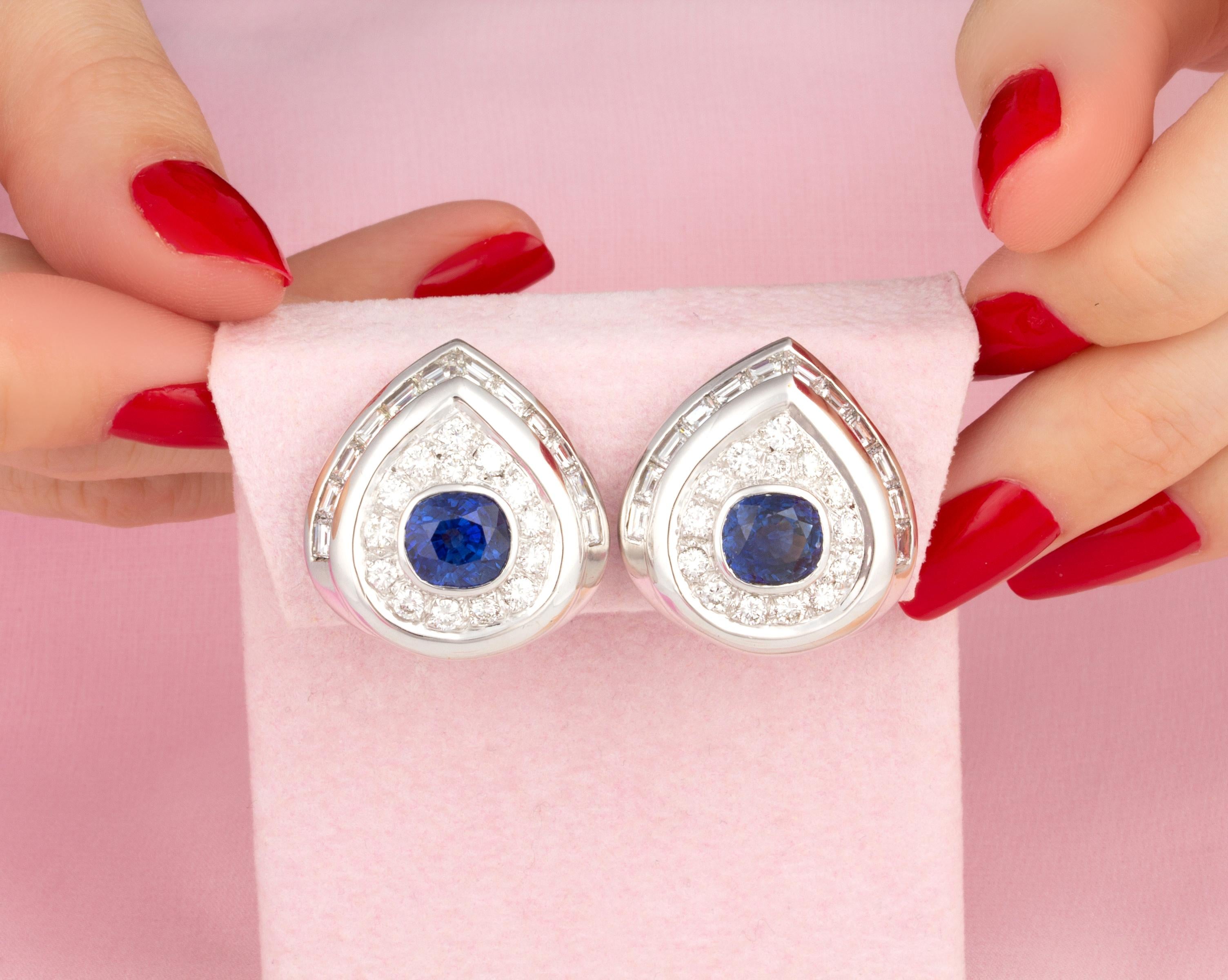 Artist Ella Gafter Blue Ceylon Sapphire Diamond Earrings