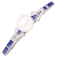 Bracelet design Ella Gafter avec saphir bleu, diamant et perle
