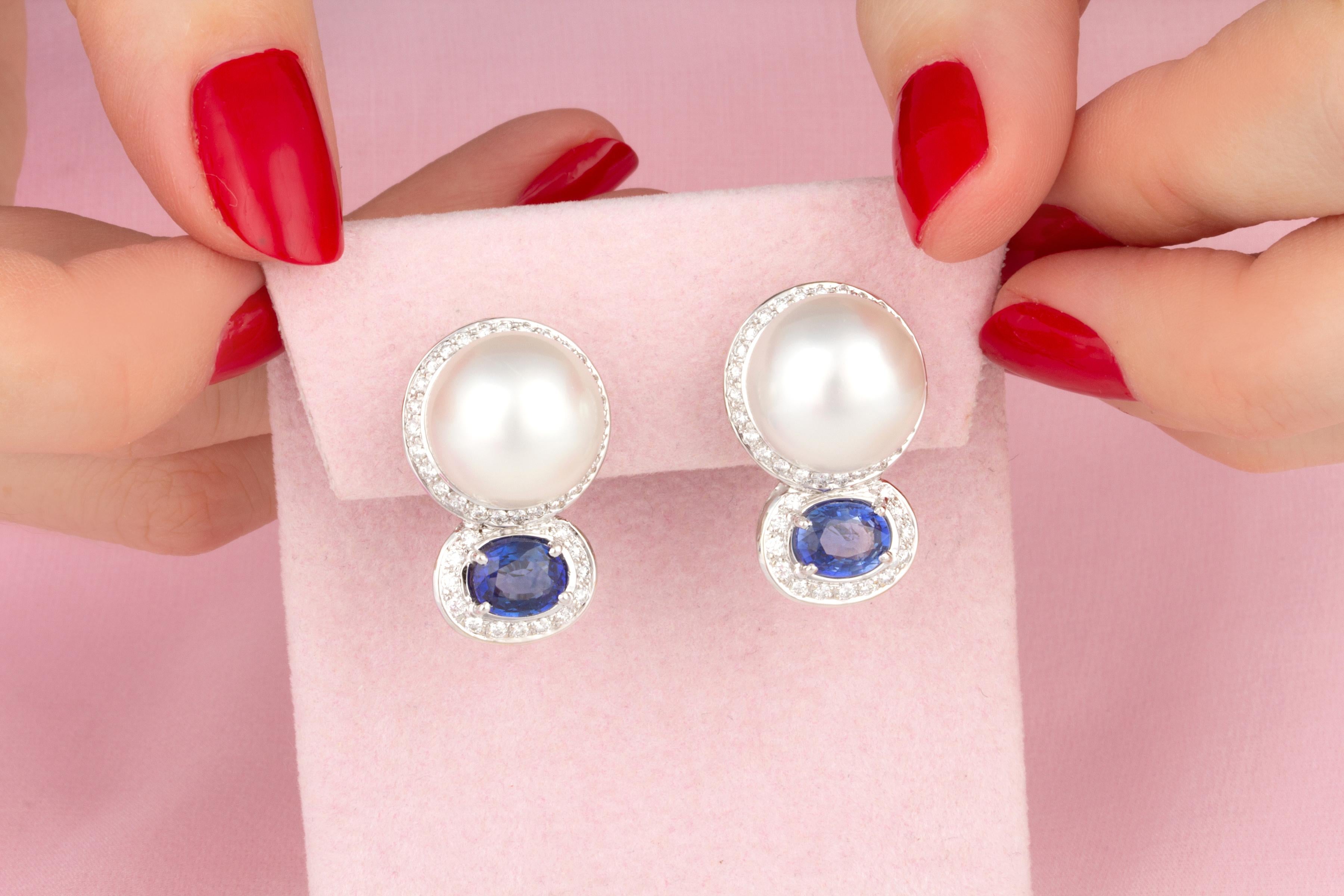 blue sapphire clip on earrings