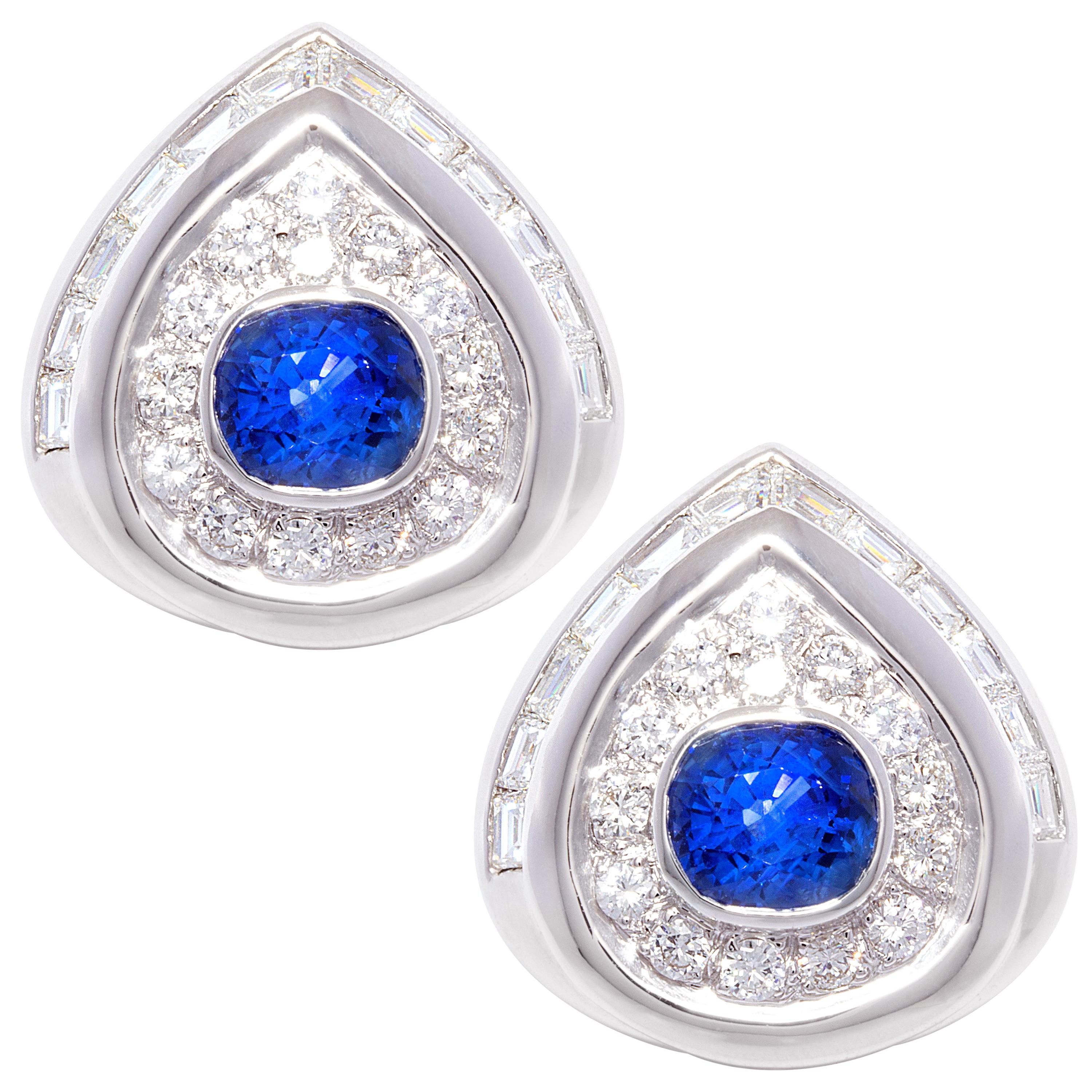 Ella Gafter Blue Ceylon Sapphire Diamond Earrings