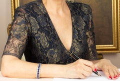 Bracelet manchette en saphir bleu et diamant Design/One par Ella Gafter