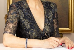 Blue Sapphire and Diamond Cuff Bracelet Design by Ella Gafter