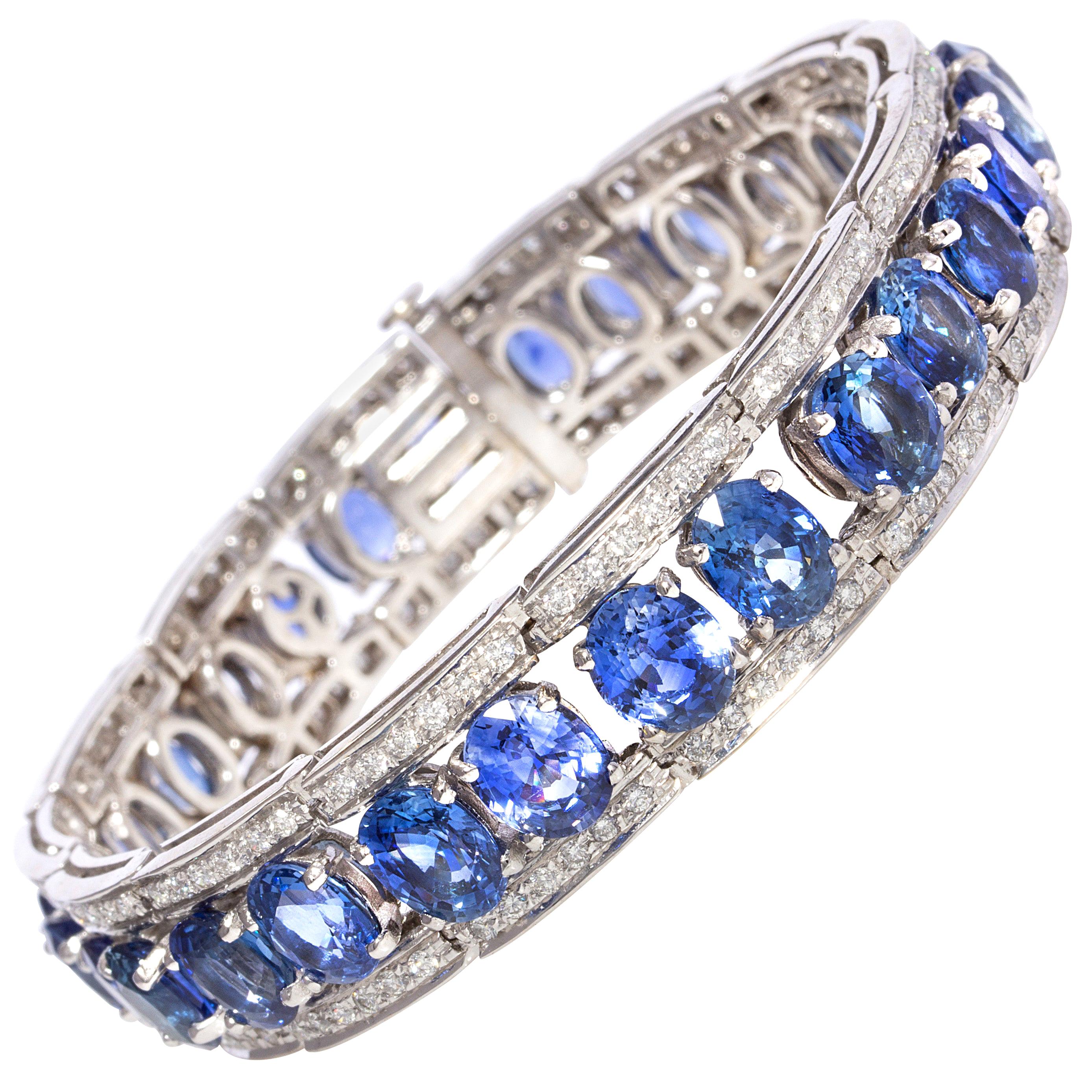 Ella Gafter Diamond Blue Sapphire Cuff Bracelet