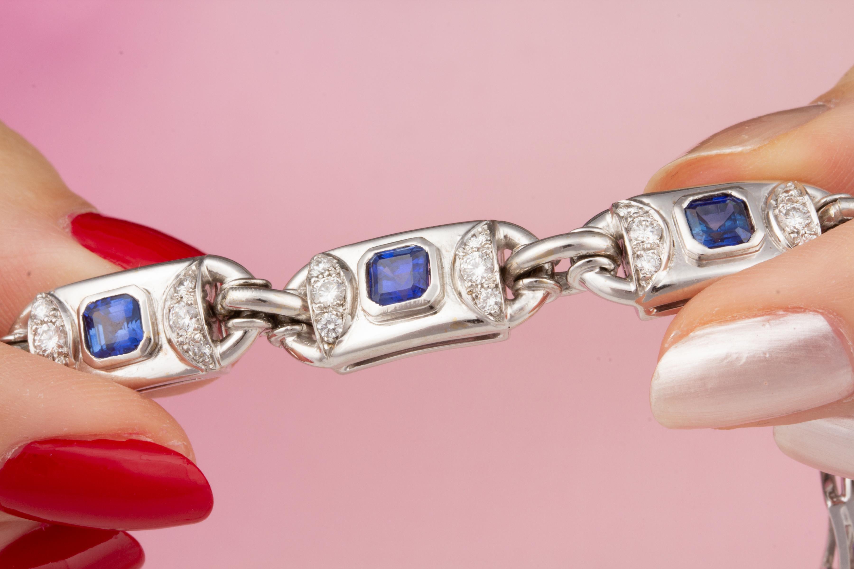 Ella Gafter Flexibles Tennisarmband mit blauem Saphir und Diamant im Zustand „Neu“ im Angebot in New York, NY