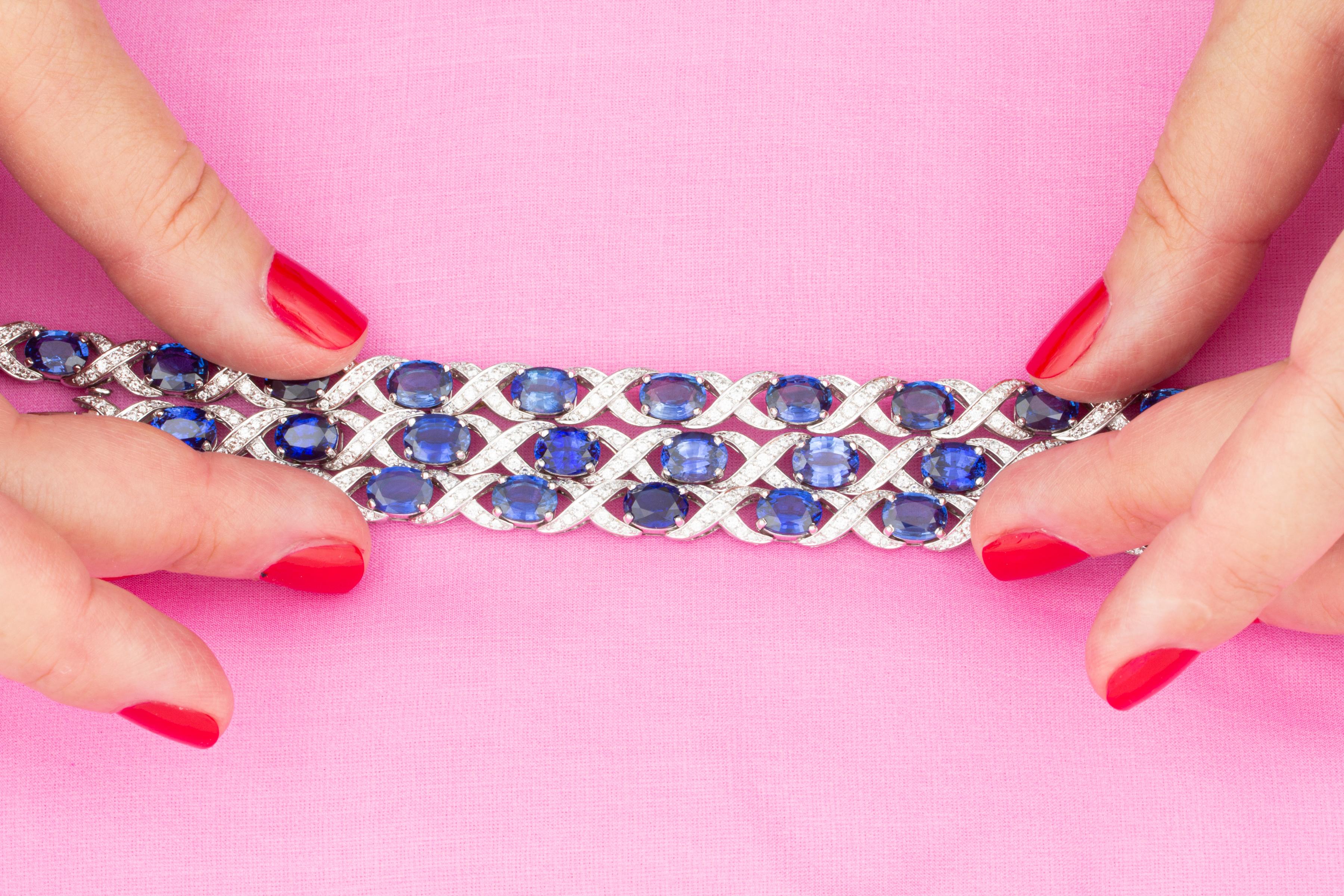 Ella Gafter Blue Sapphire Diamond Bracelet For Sale 5