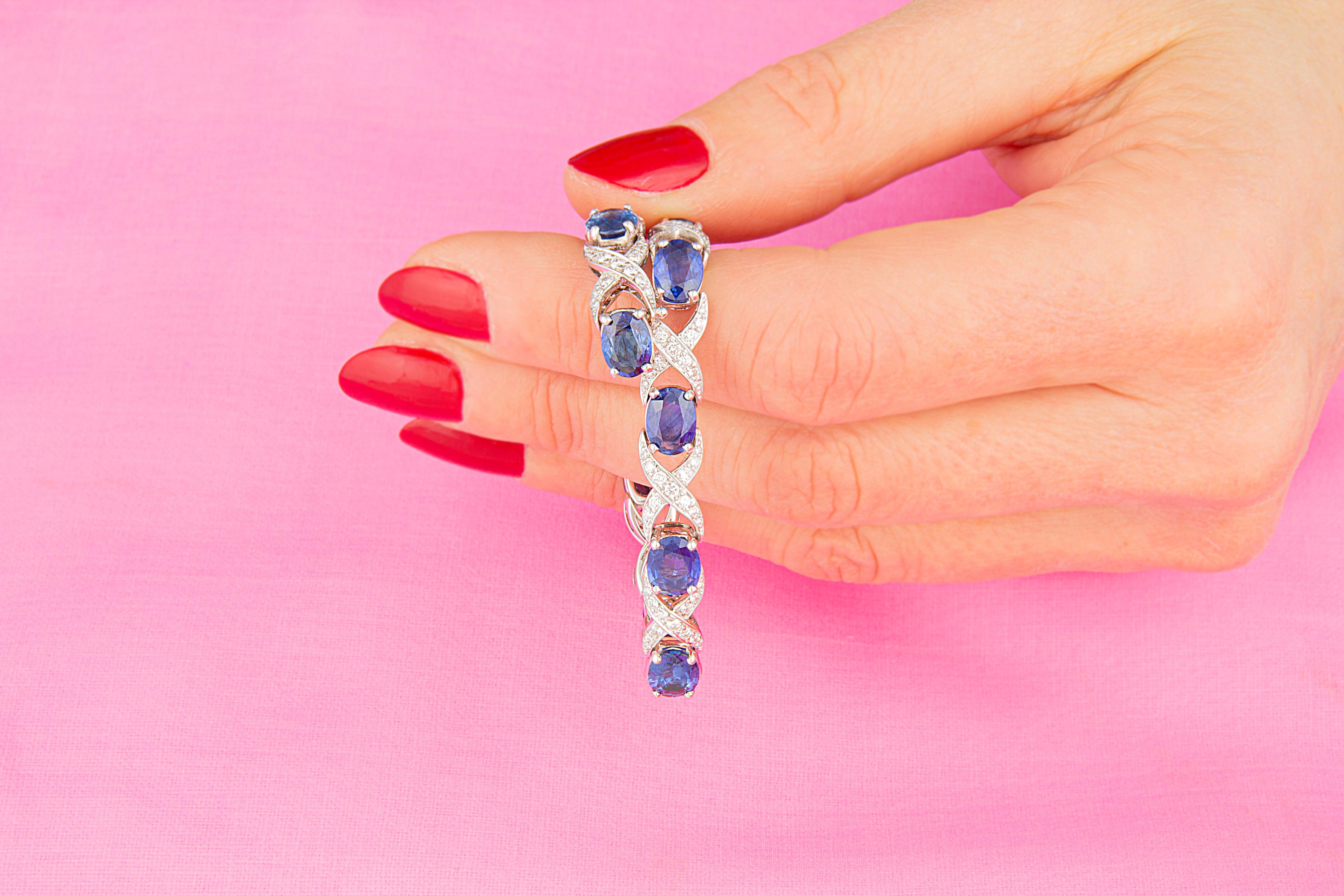 Ella Gafter Blue Sapphire Diamond Bracelet For Sale 4