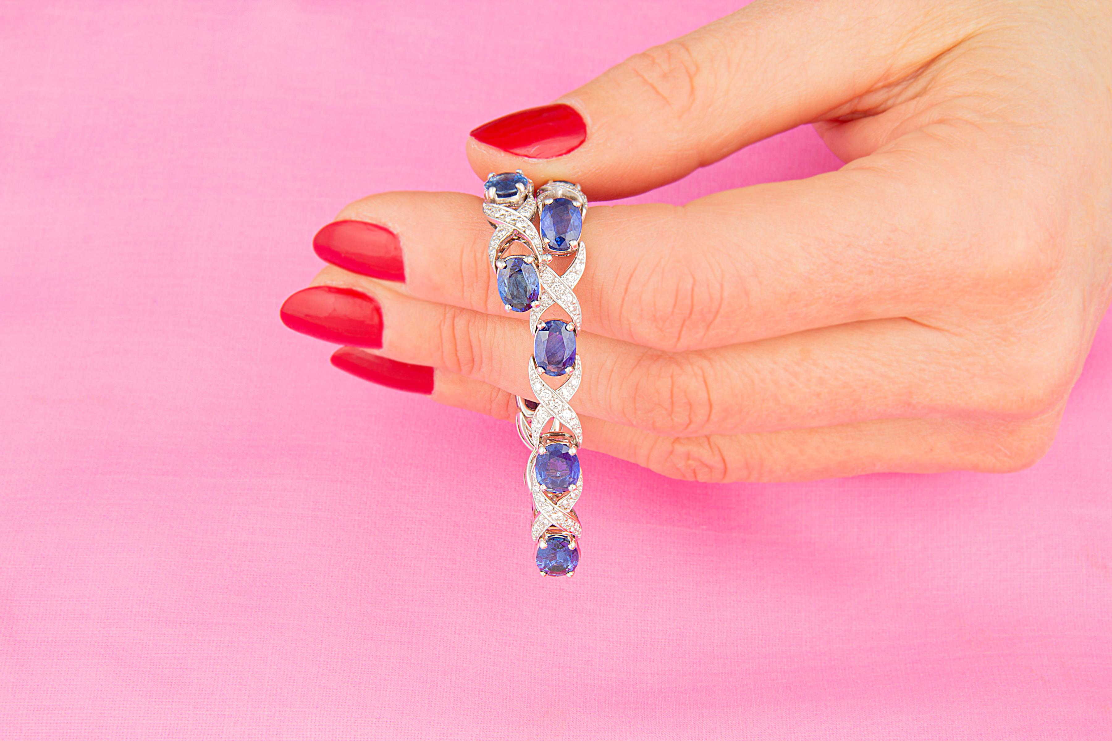 Bracelet en saphir bleu et diamant Design/One par Ella Gafter en vente 4