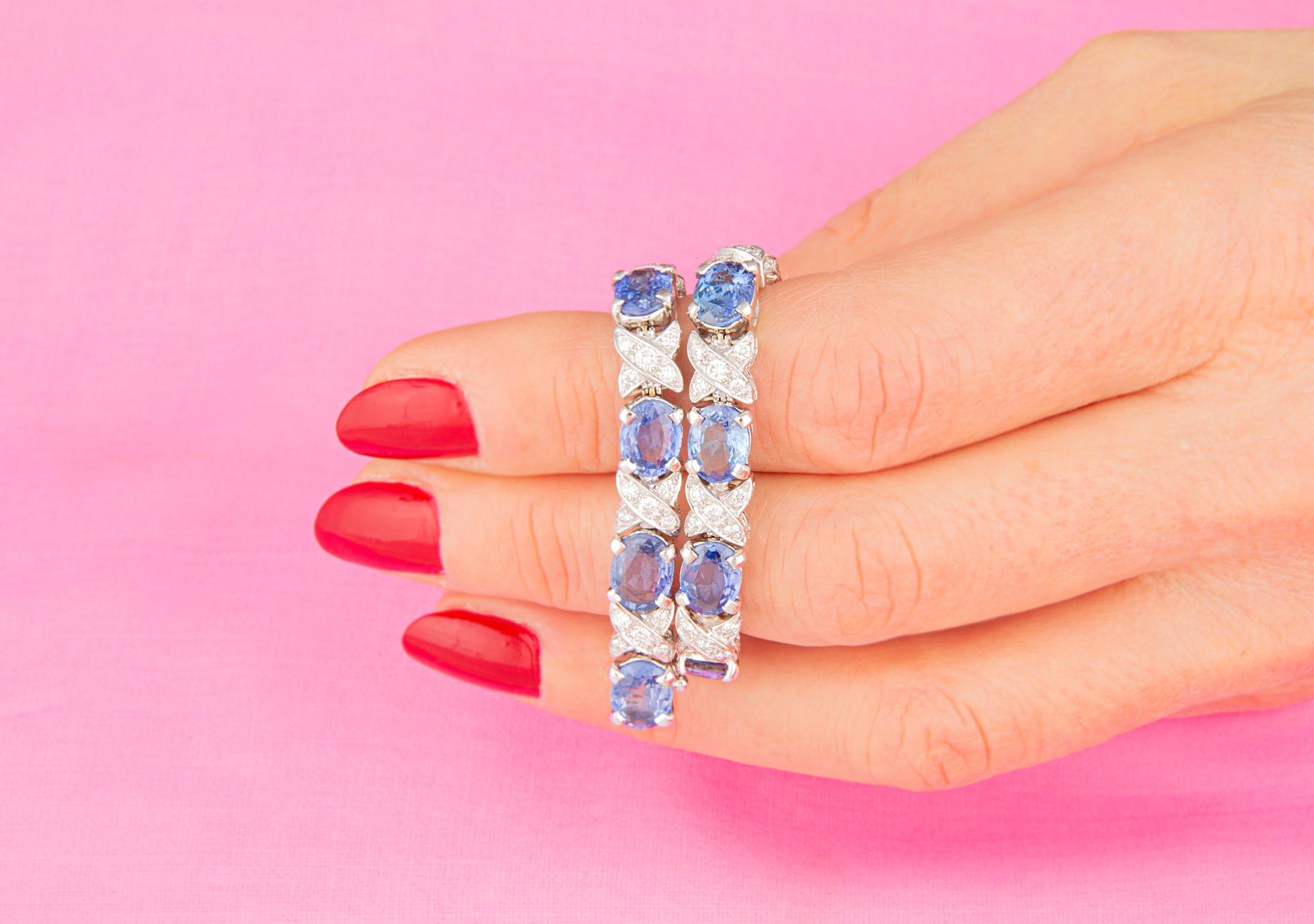 Ella Gafter Blue Sapphire Diamond Flexible Bracelet For Sale 4