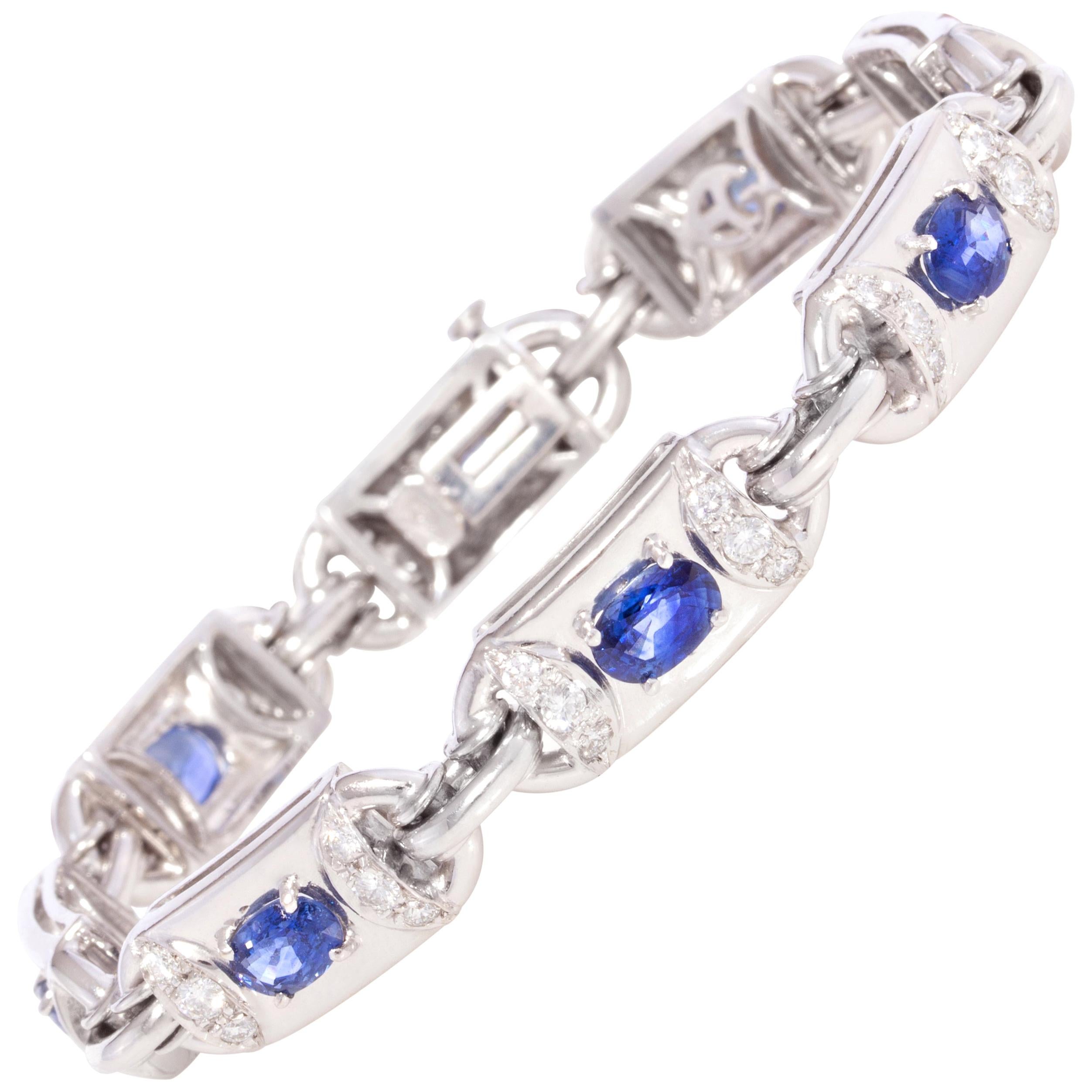 Ella Gafter Flexibles Tennisarmband mit blauem Saphir und Diamant
