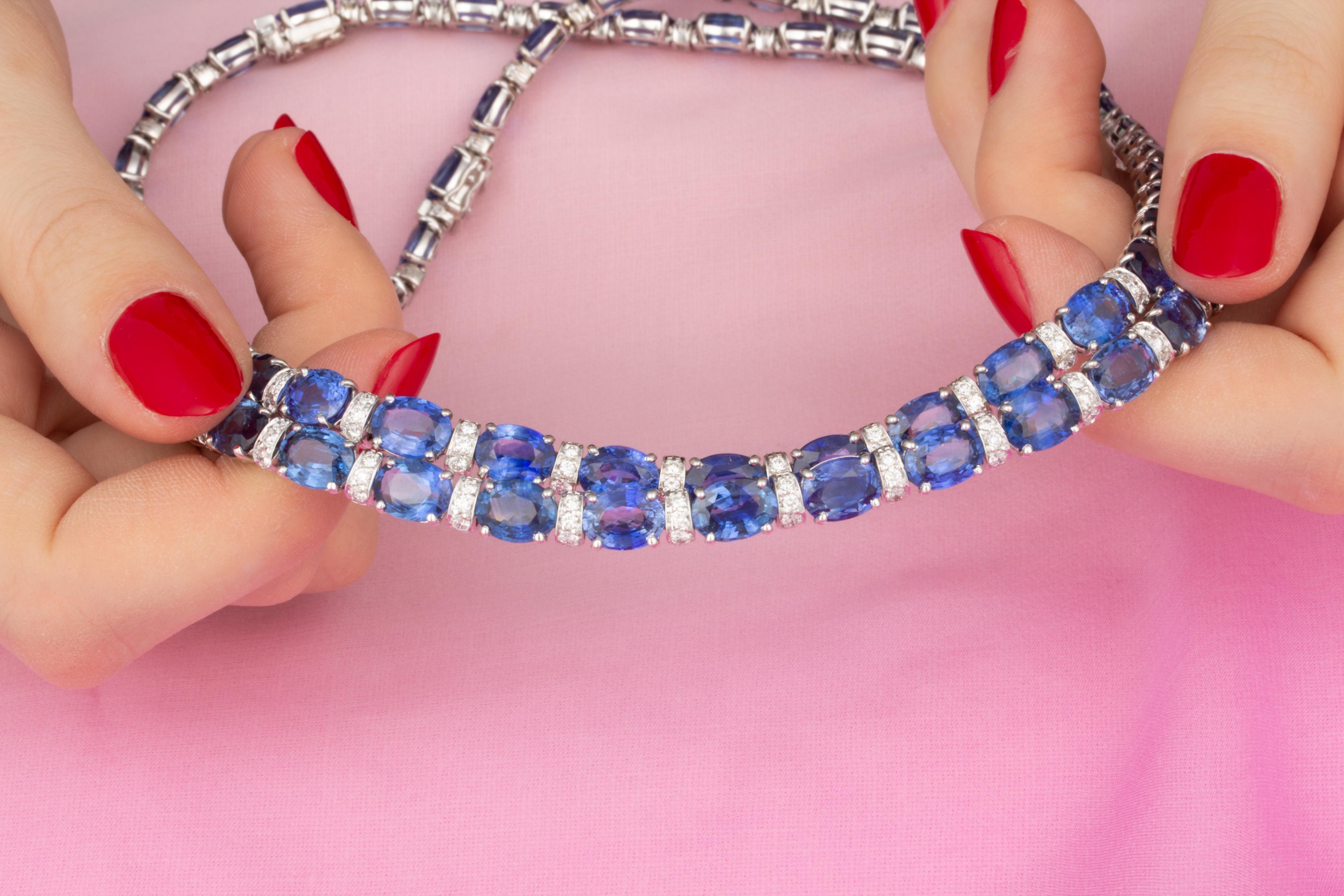 blue sapphire choker necklace