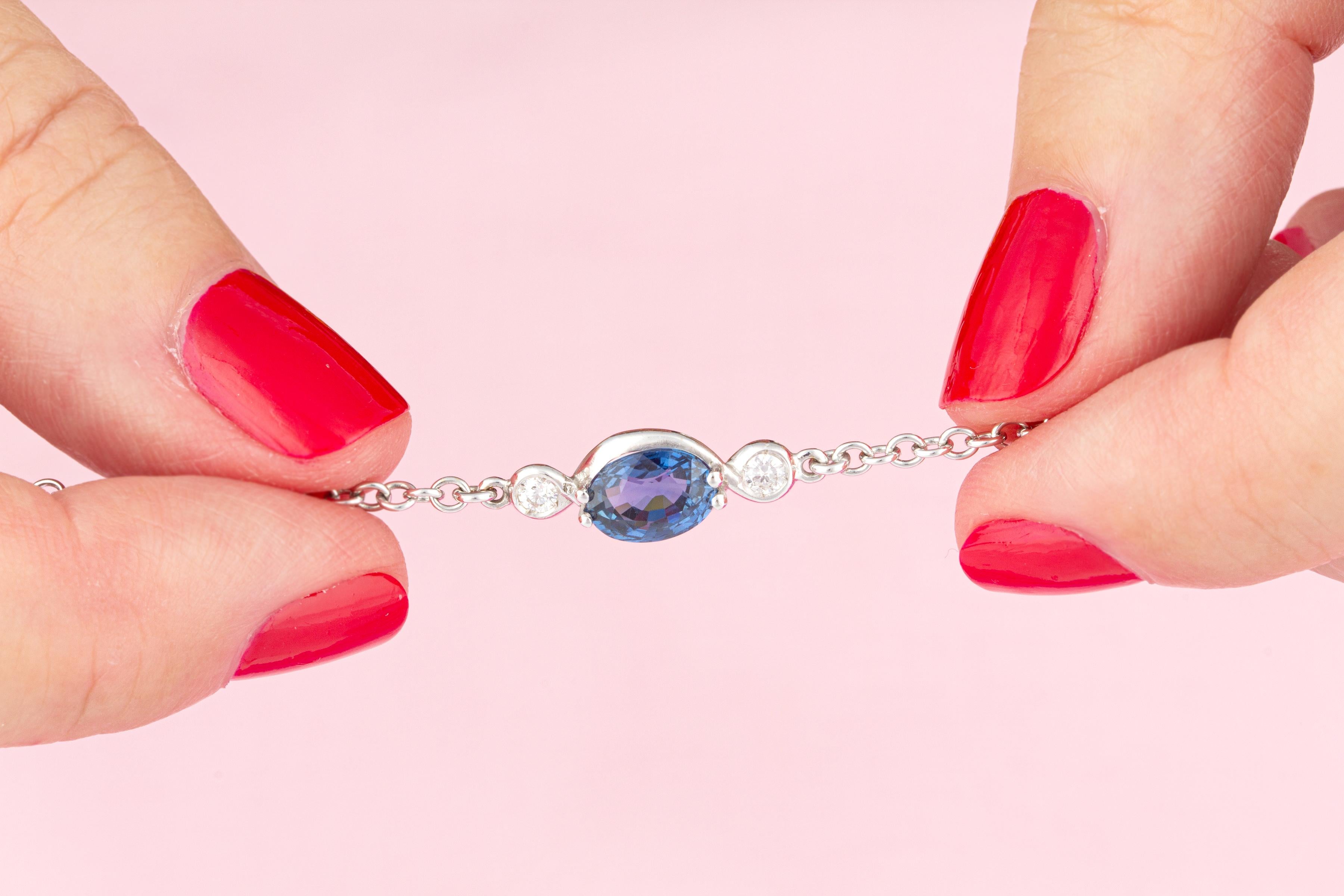 Ella Gafter Blue Sapphire Diamond Necklace Earrings Set 1