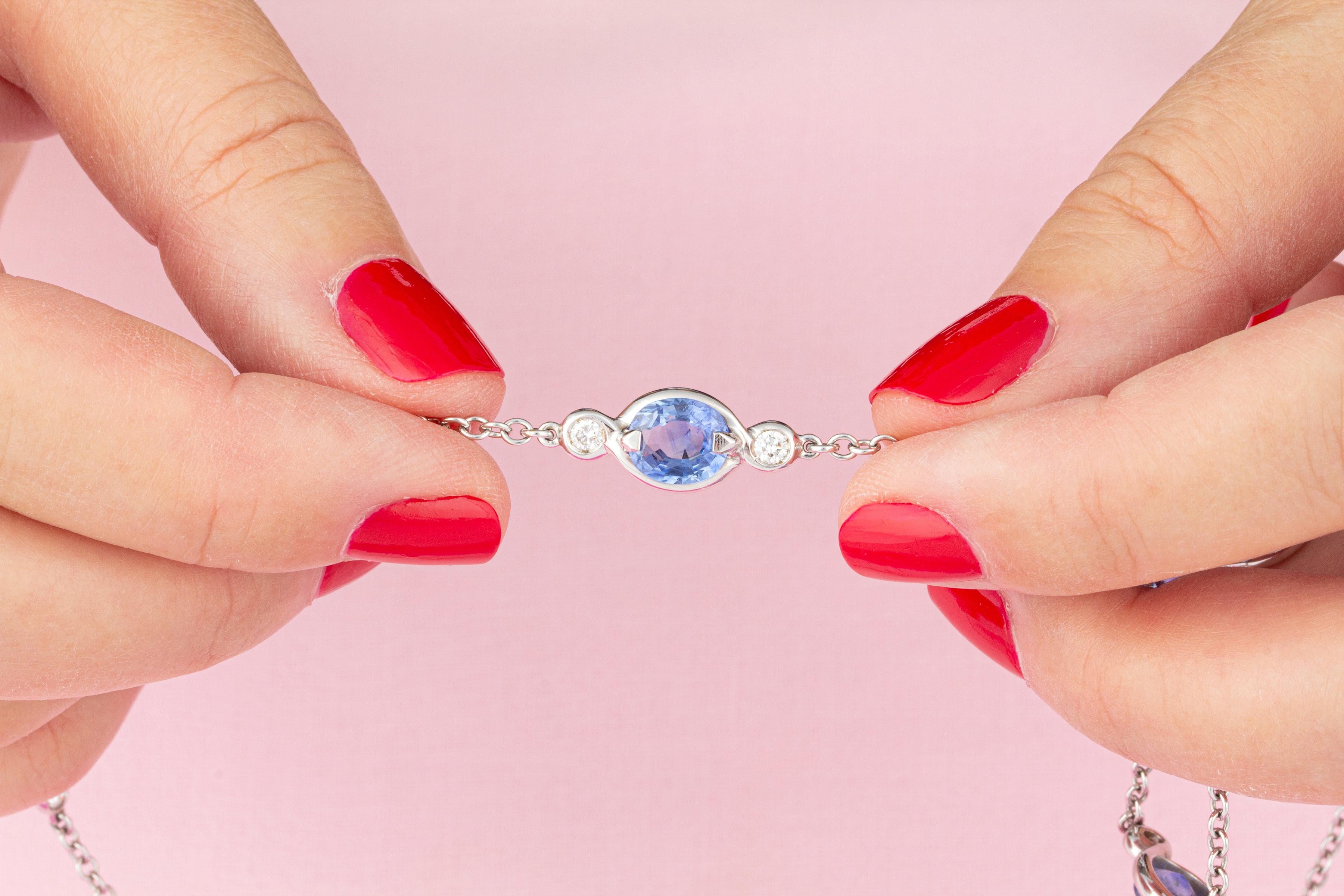 Women's Ella Gafter Blue Sapphire Diamond Pearl Necklace