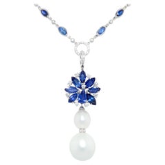 Collier à pendentifs en saphir bleu et diamant Design/One par Ella Gafter