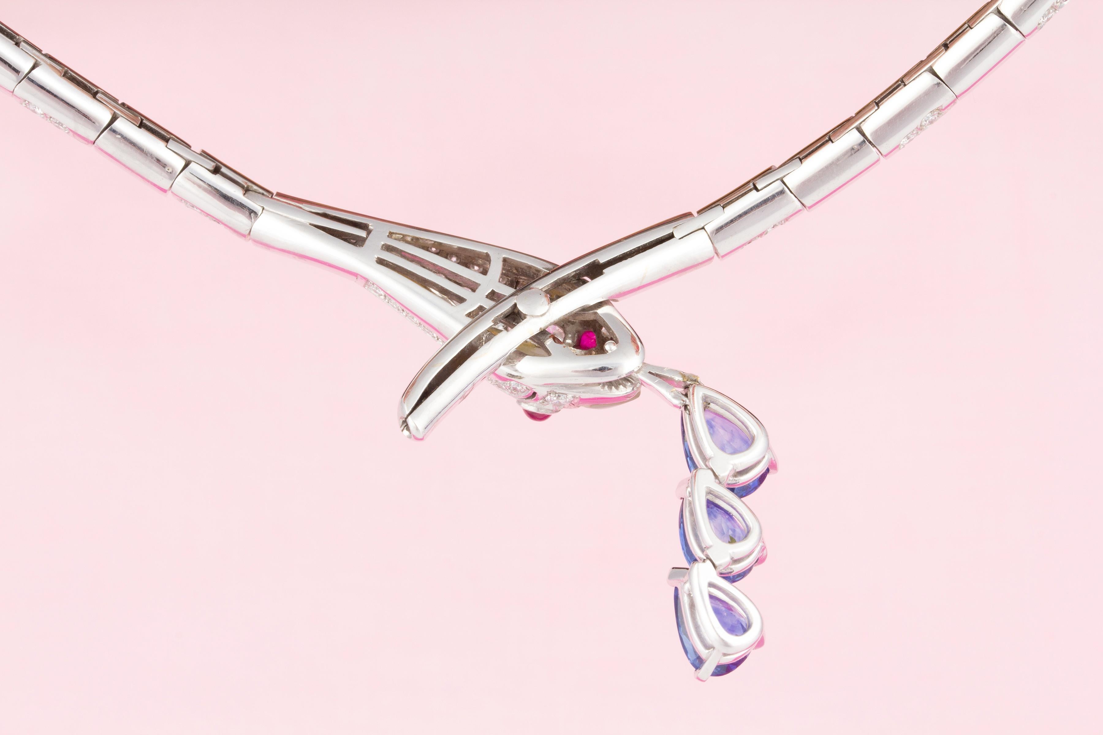 Ella Gafter Blauer Saphir-Diamant-Schlangenhalskette im Zustand „Neu“ im Angebot in New York, NY