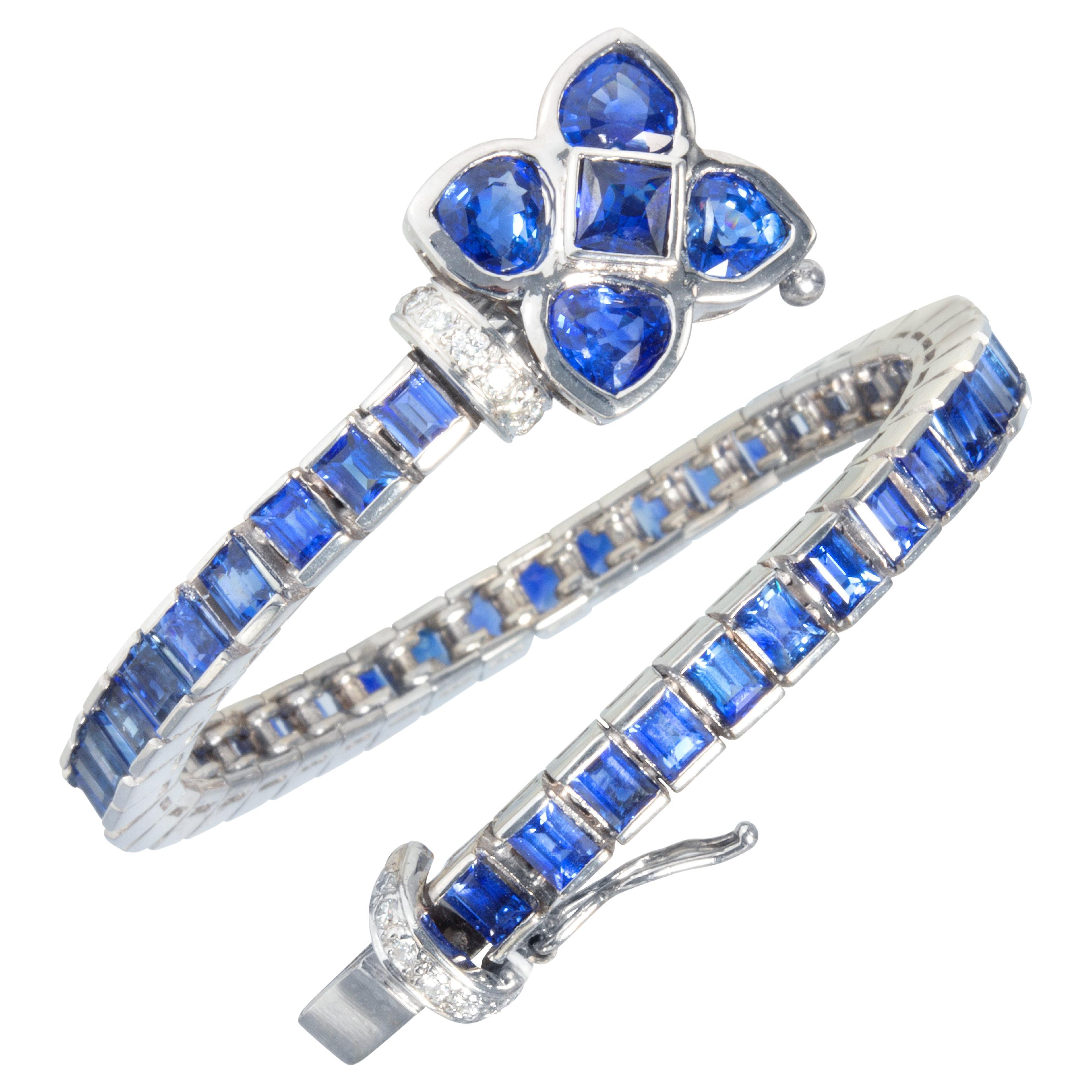 Ella Gafter Blue Sapphire Diamonds Color Bracelet For Sale