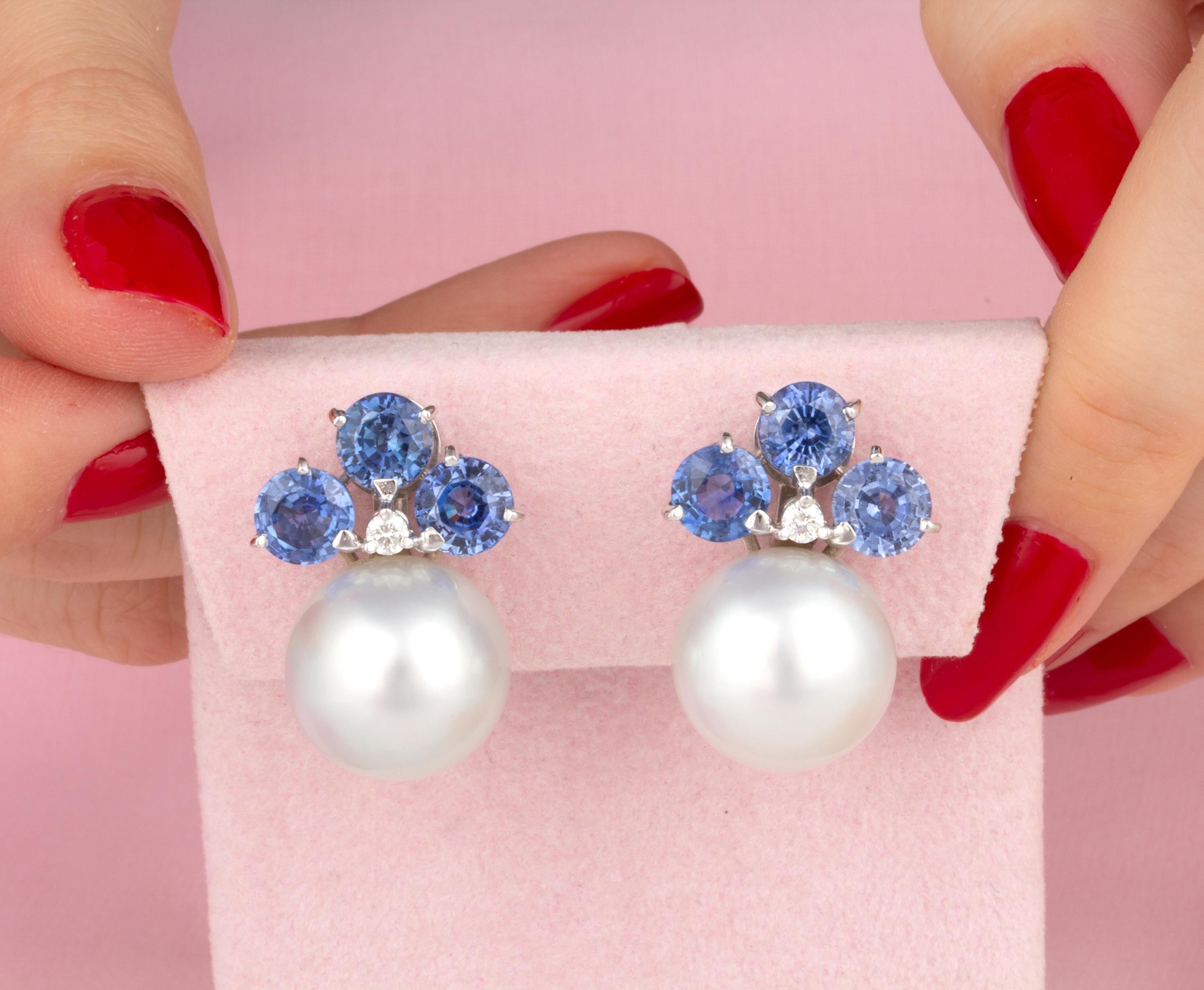 sapphire and pearl earrings