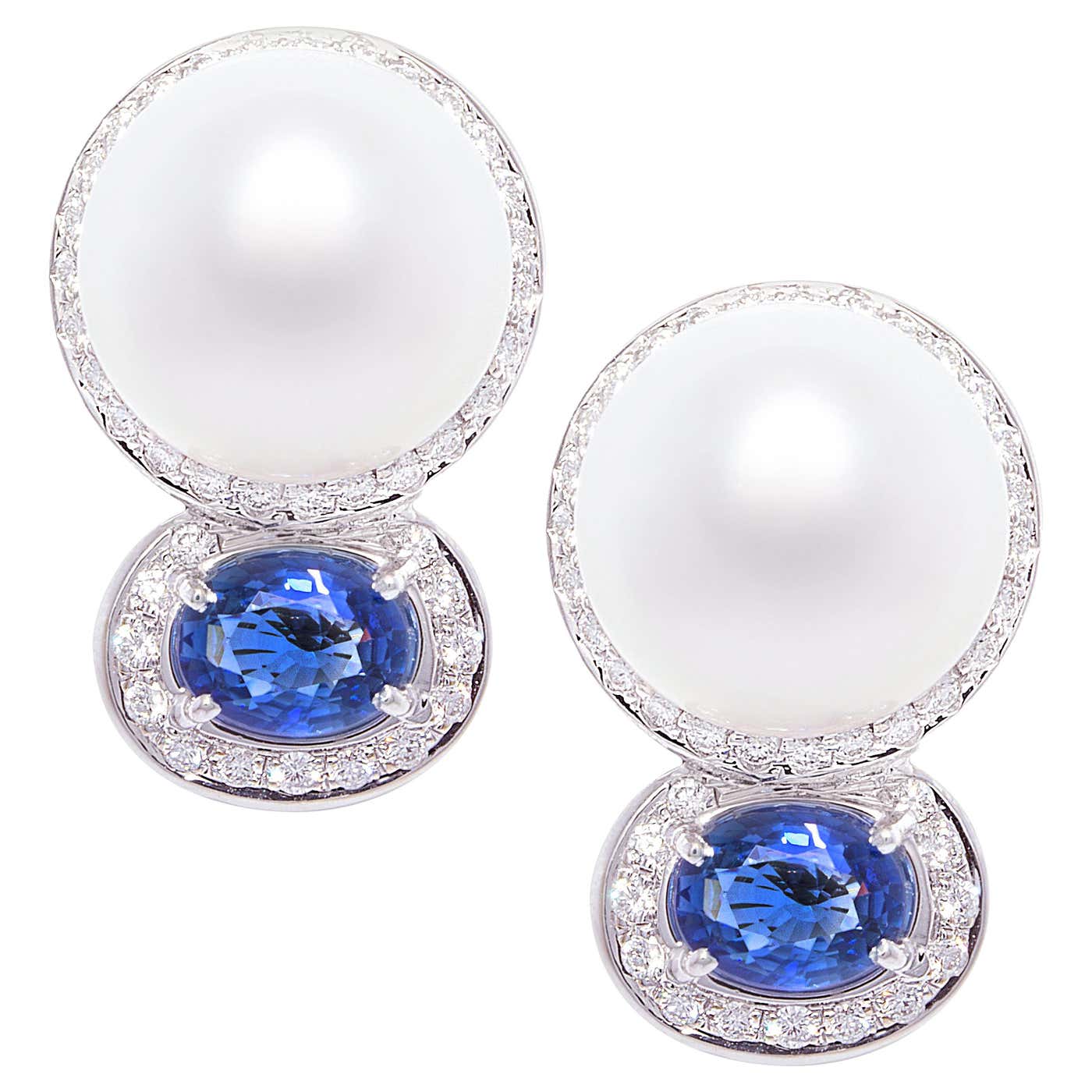 Blue sapphire clip on earrings Clearance
