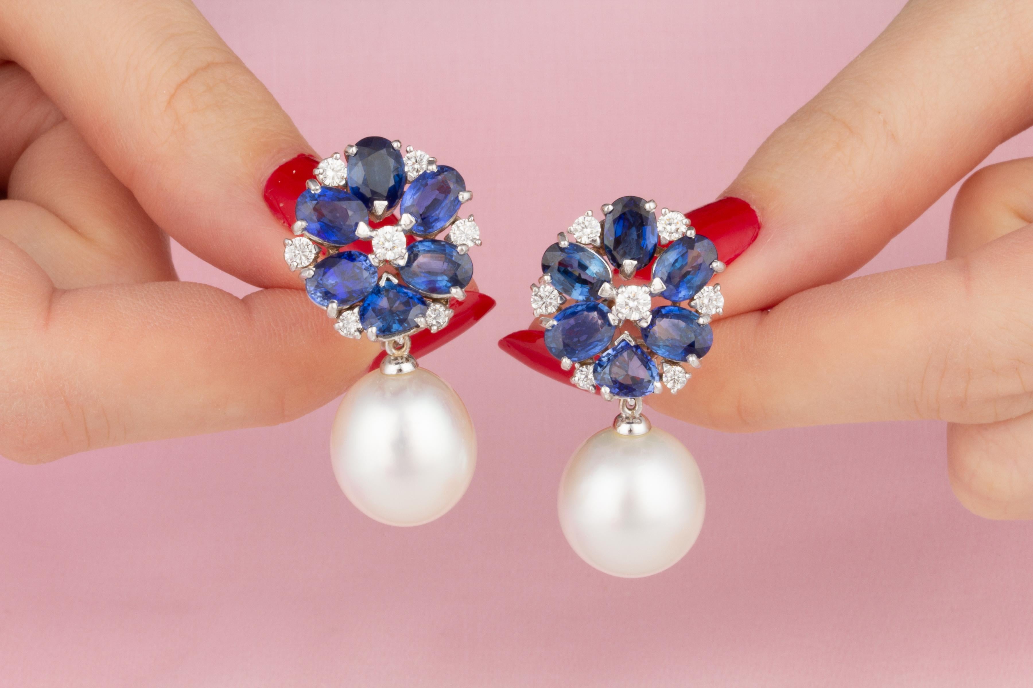 pearl sapphire earrings