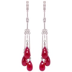 Orecchini a goccia con diamanti e briolette di rubino Design/One di Ella Gafter