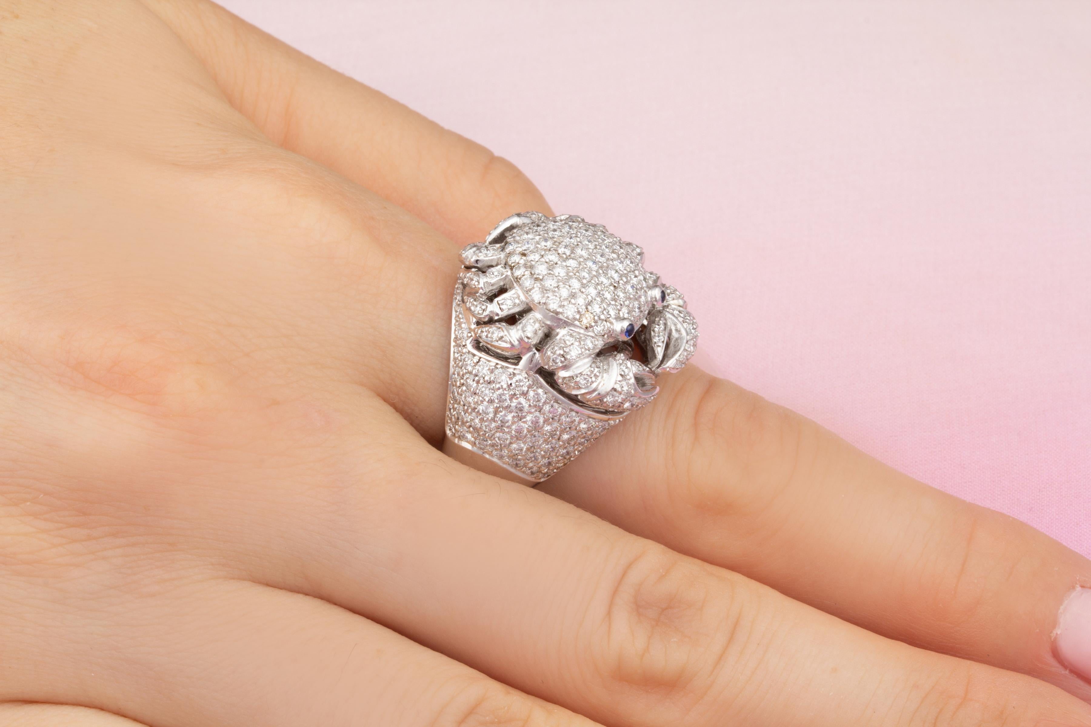 Artist Ella Gafter Cancer Diamonds Zodiac Ring  For Sale