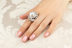 Cáncer Zodíaco Cóctel Anillo Diamantes y Perla  Diseño de Ella Gafter