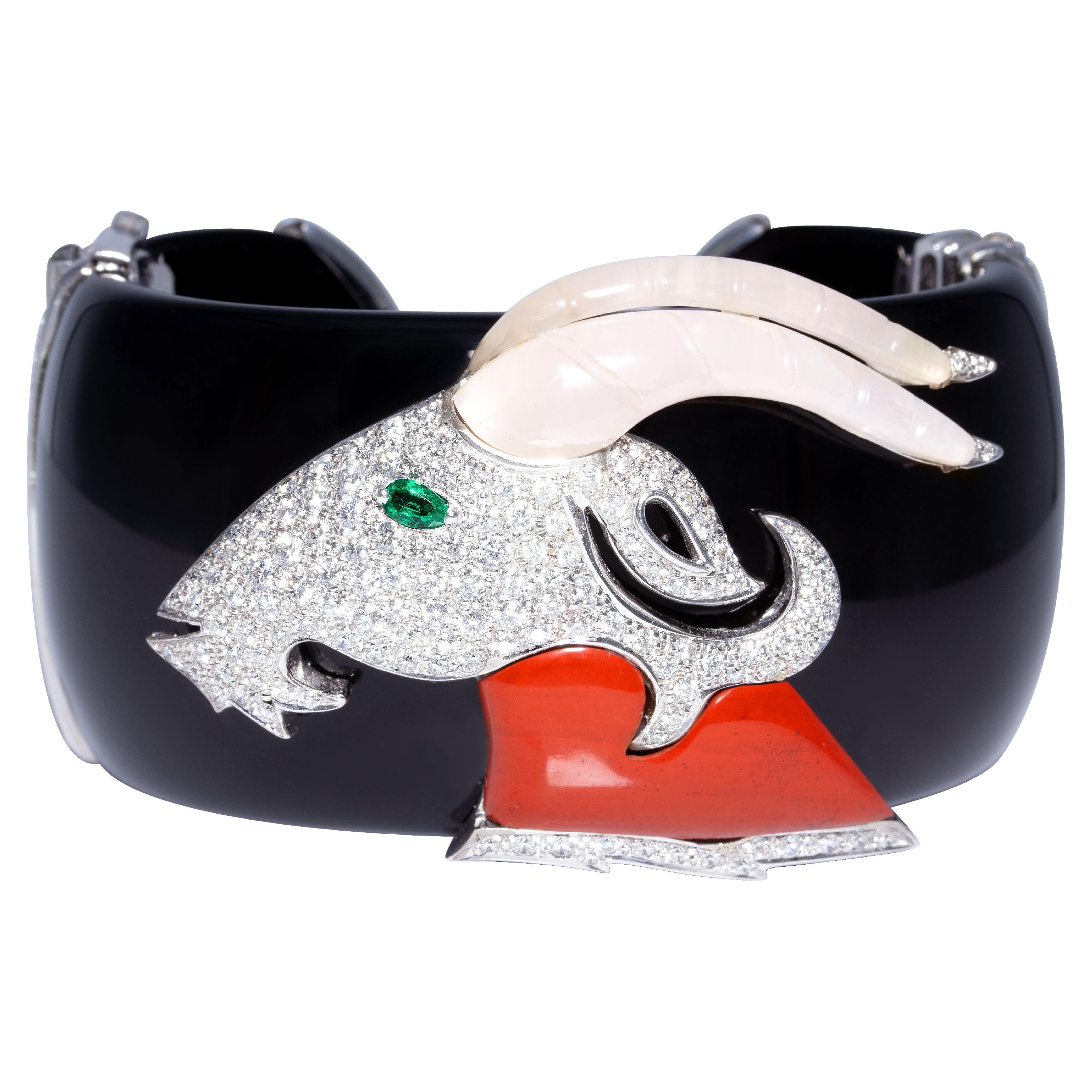 Ella Gafter Capricorn Zodiac Cuff Bracelet with Diamonds For Sale