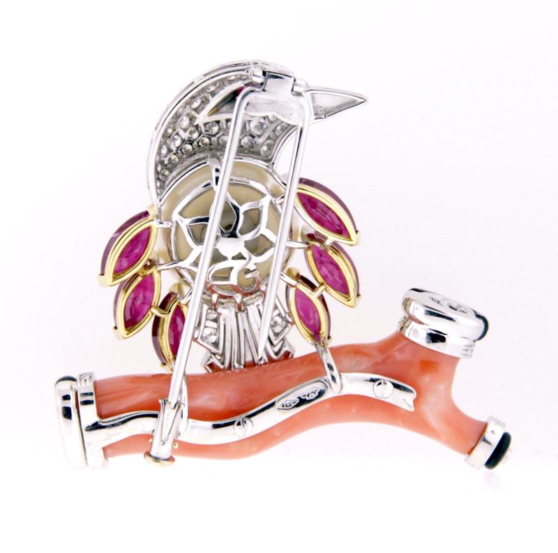 Ella Gafter Bird Brooch Ruby Diamond  For Sale 4