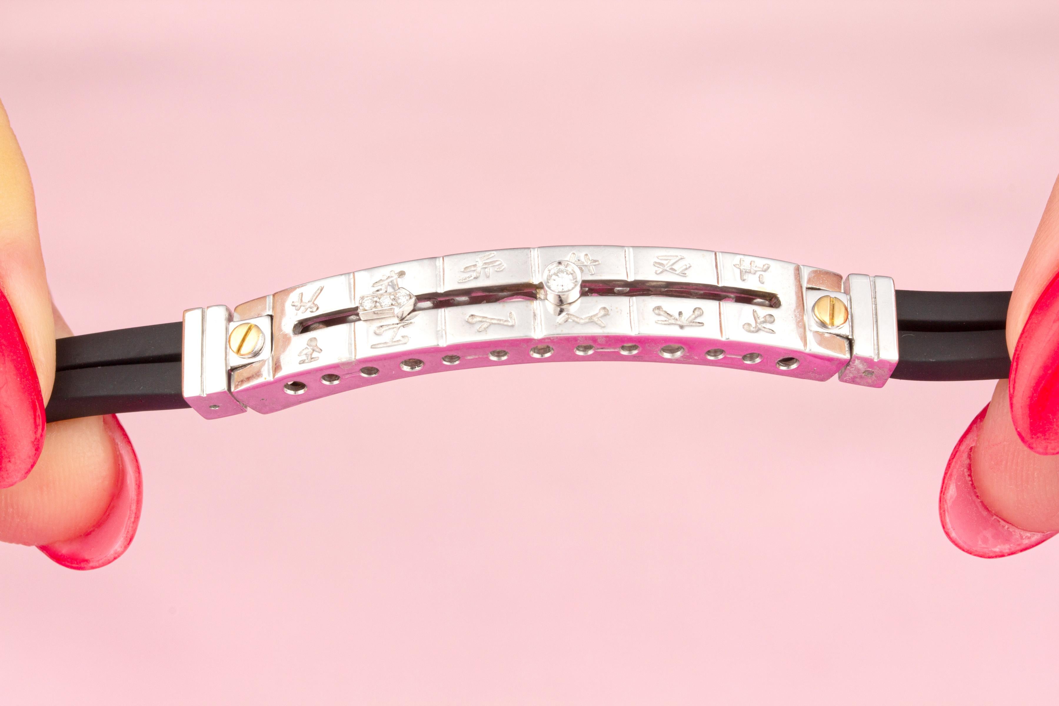 Ella Gafter Diamond and Caoutchouc Bracelet In New Condition For Sale In New York, NY