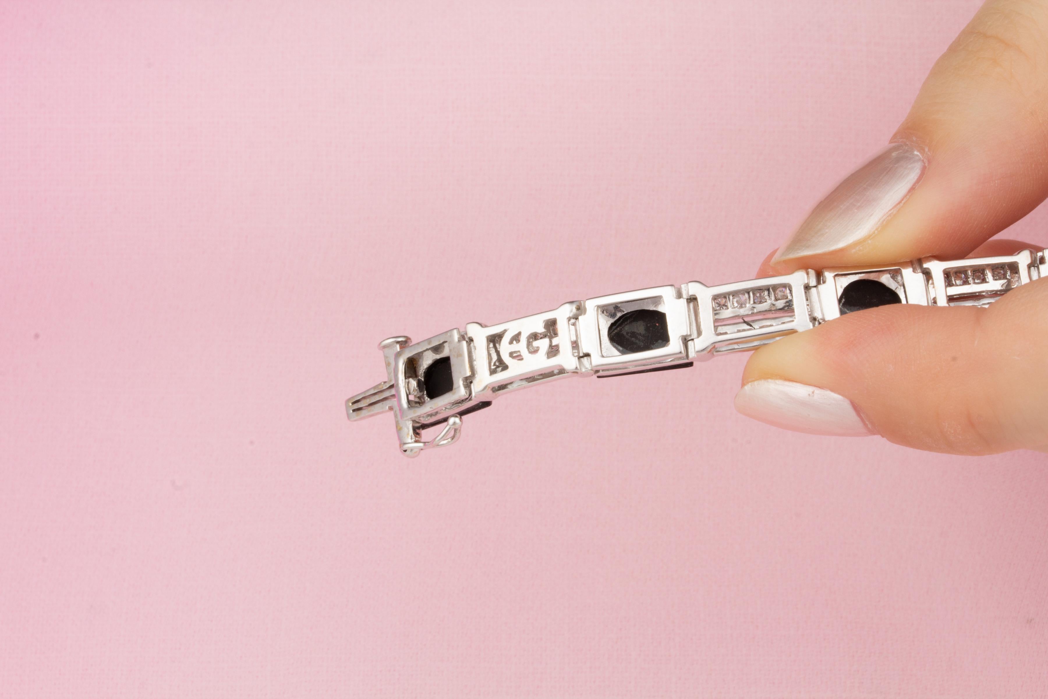 Diamond Bracelet with Onyx Design by Ella Gafter In New Condition For Sale In New York, NY