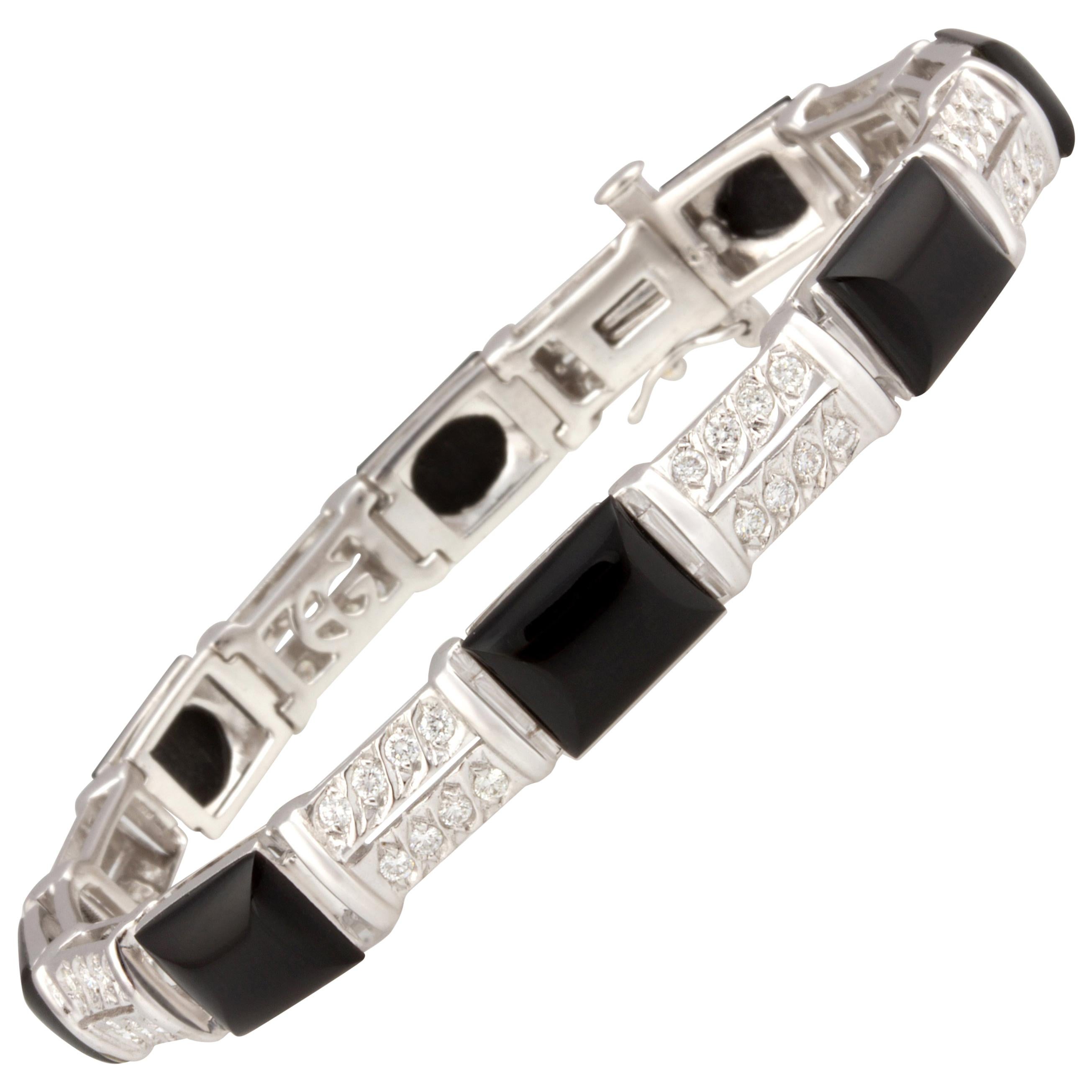 Ella Gafter Diamond Onyx Bracelet For Sale