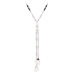 Ella Gafter Art Déco style Diamond Pearl Lariat Necklace