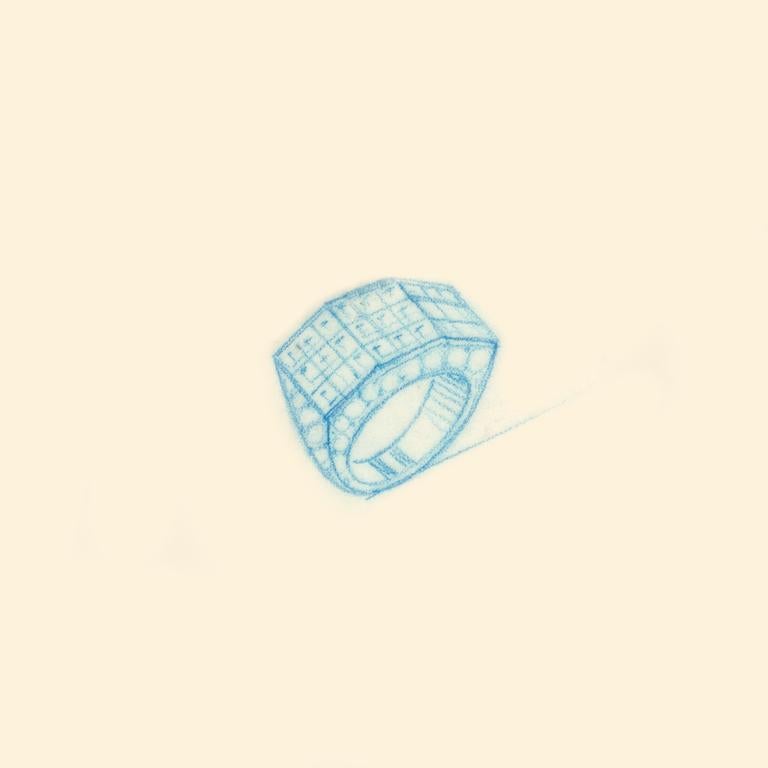 Diamond Cocktail Ring Geometric Design by Ella Gafter For Sale 4