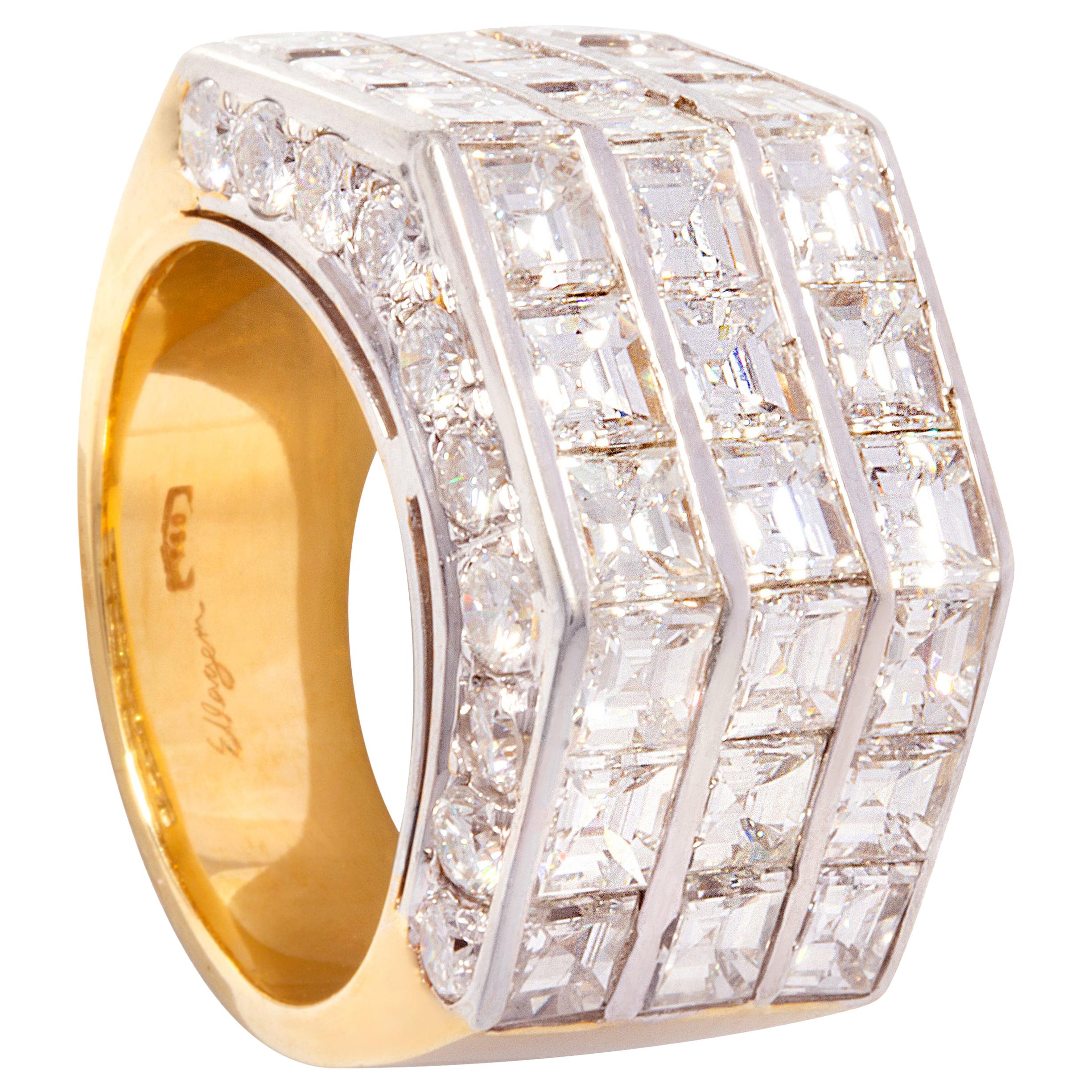 Ella Gafter Square Diamond Cocktail Ring For Sale