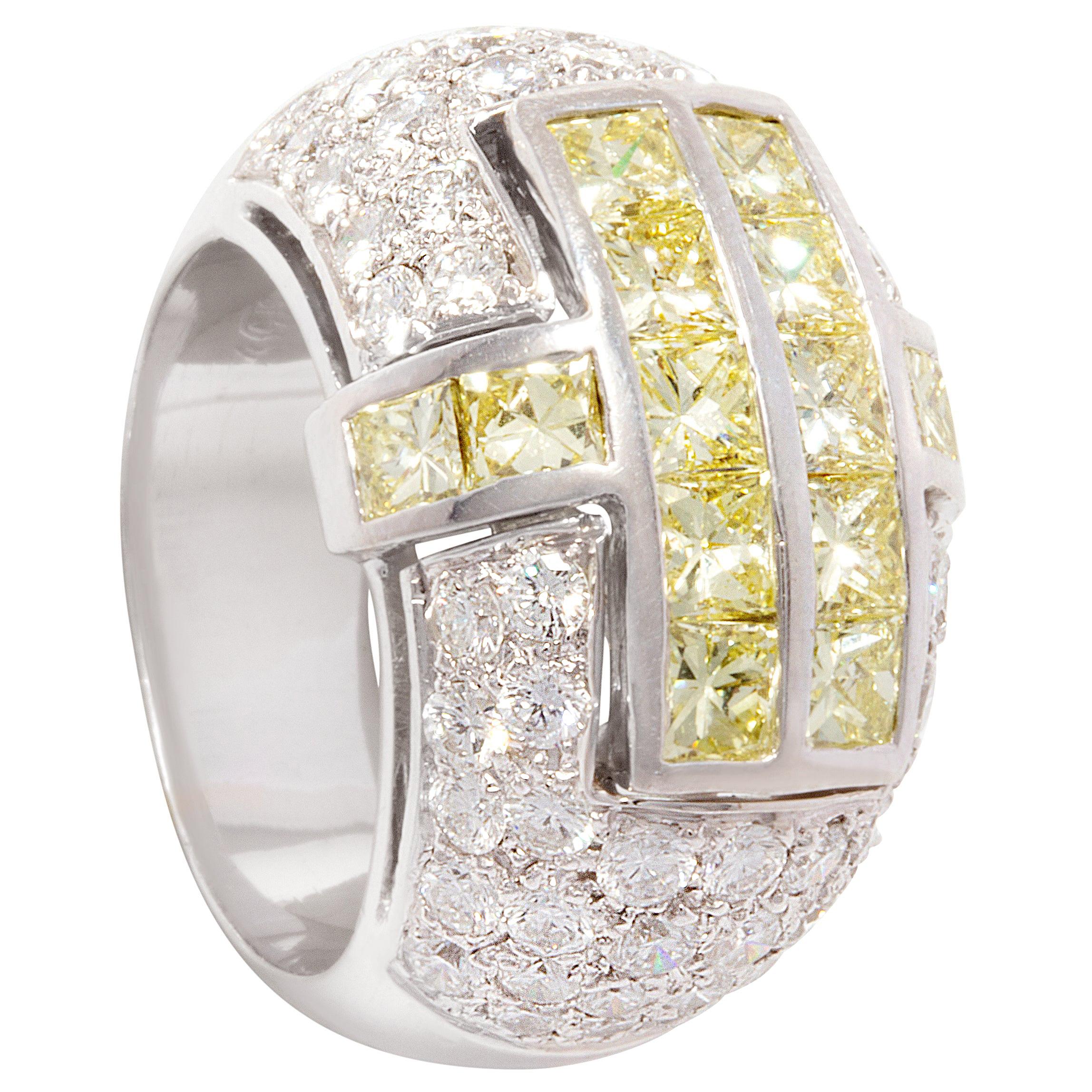 Fancy Color and White Diamond Band Design by Ella Gafter