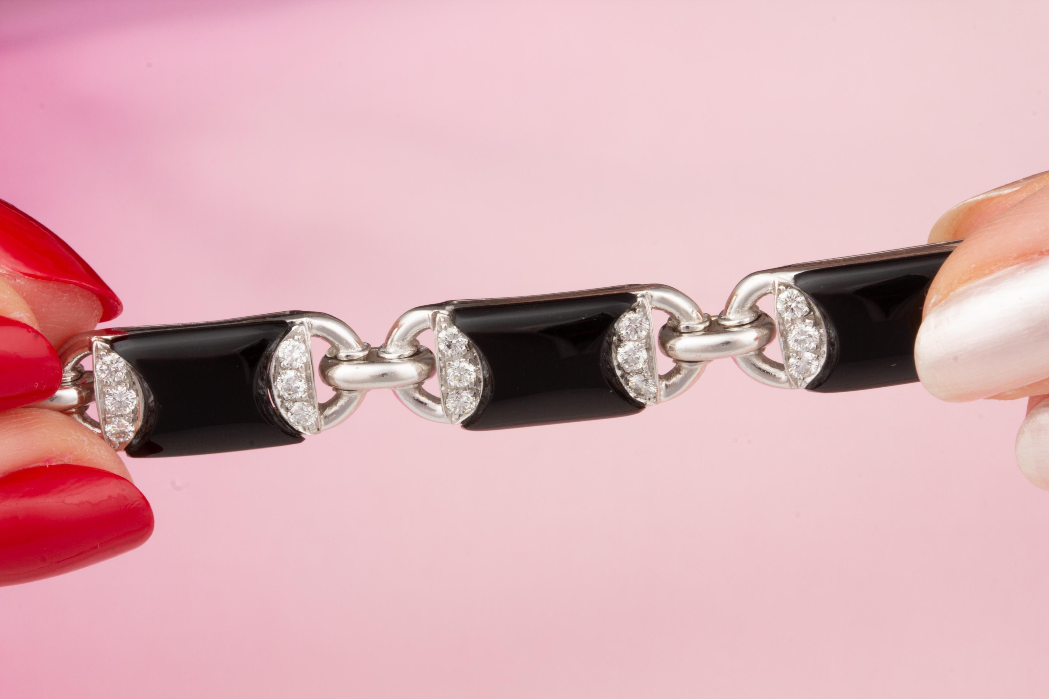 Ella Gafter - Bracelet en onyx et diamants de style Art Déco  Neuf - En vente à New York, NY