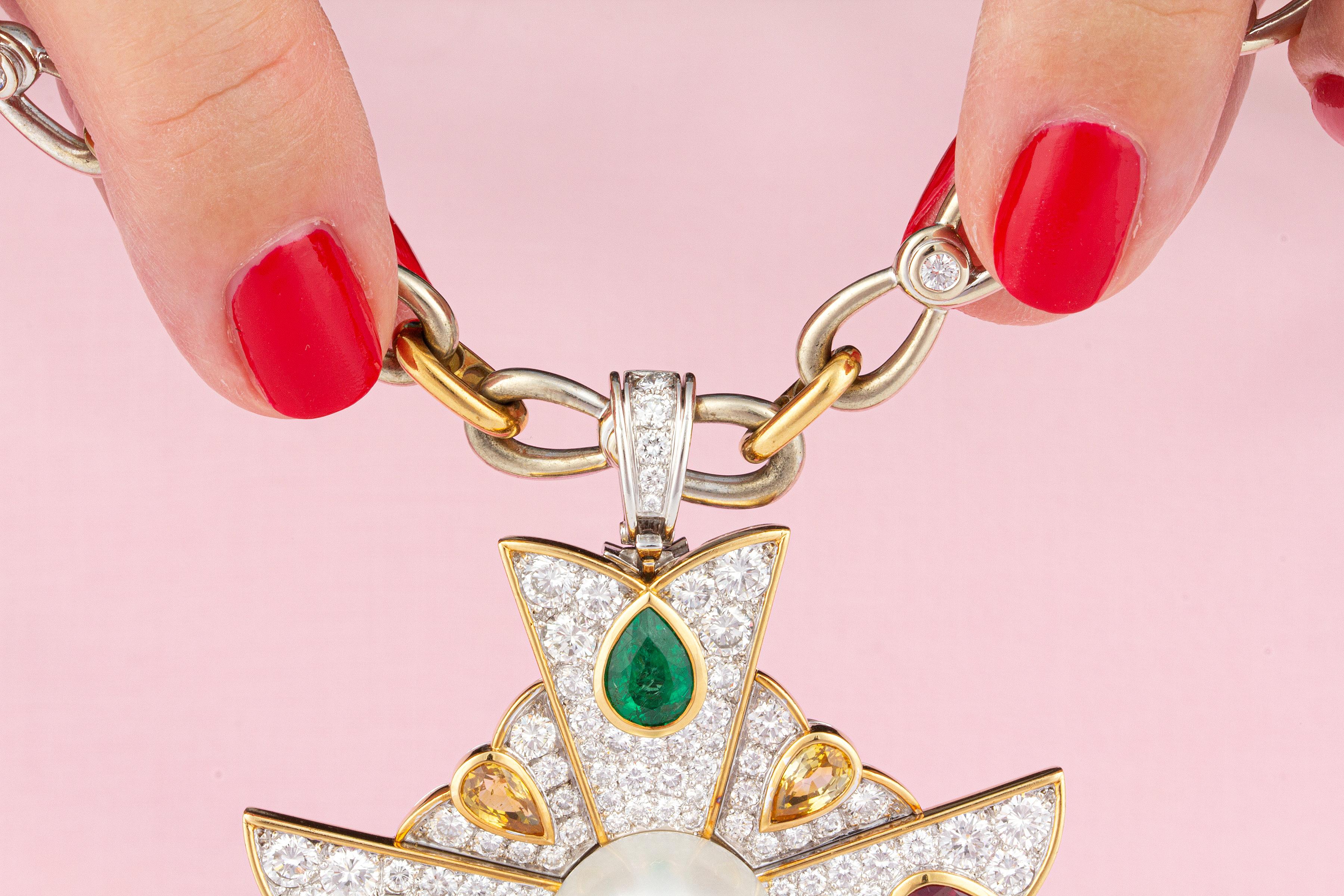 emerald cross necklace