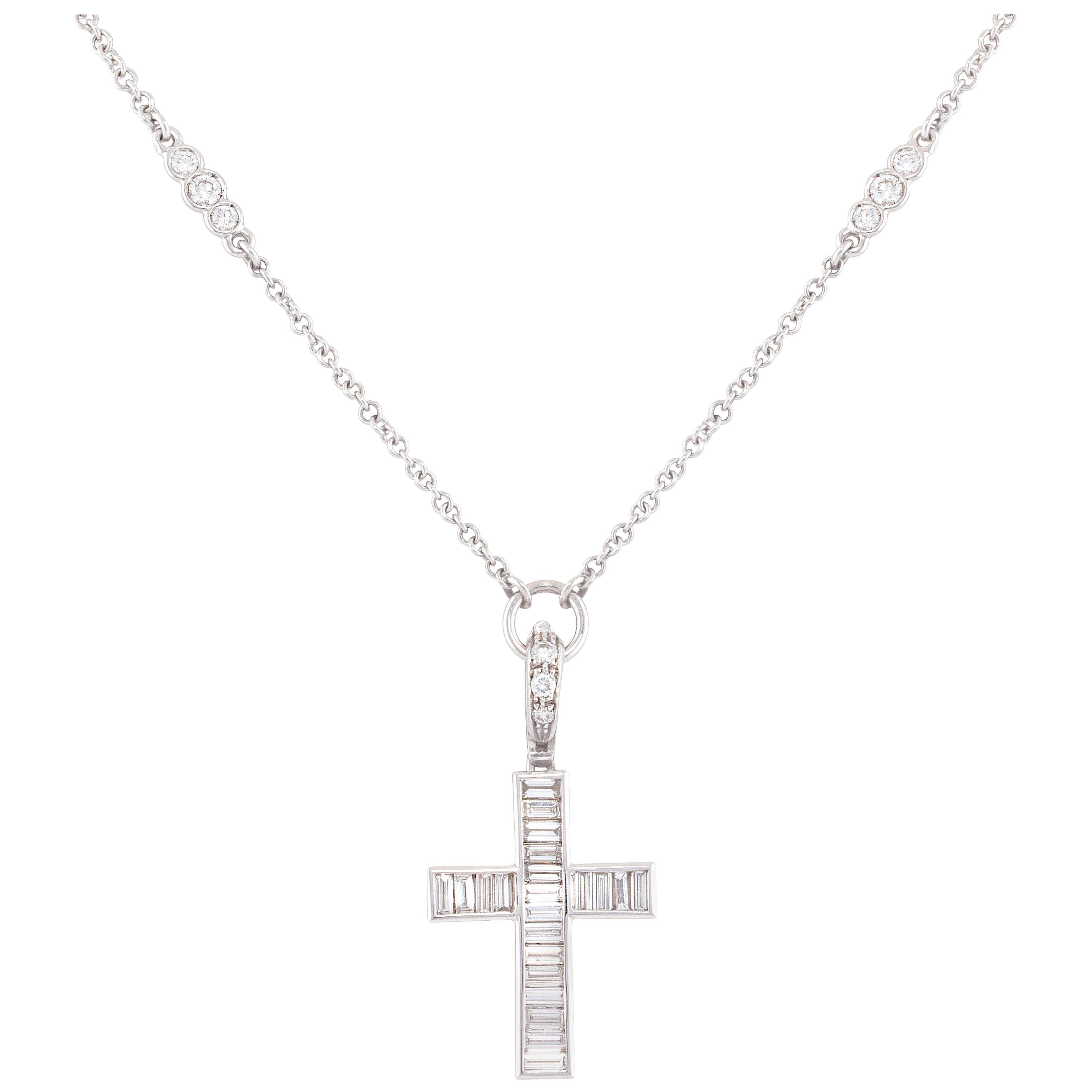 Ella Gafter Diamond Cross Pendant Necklace For Sale