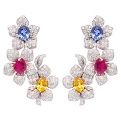 Diamond Flower Earcuff Earrings
