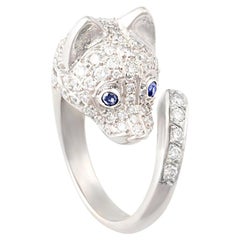 Anillo Zorro Diamante Zafiro Azul Diseño de Ella Gafter