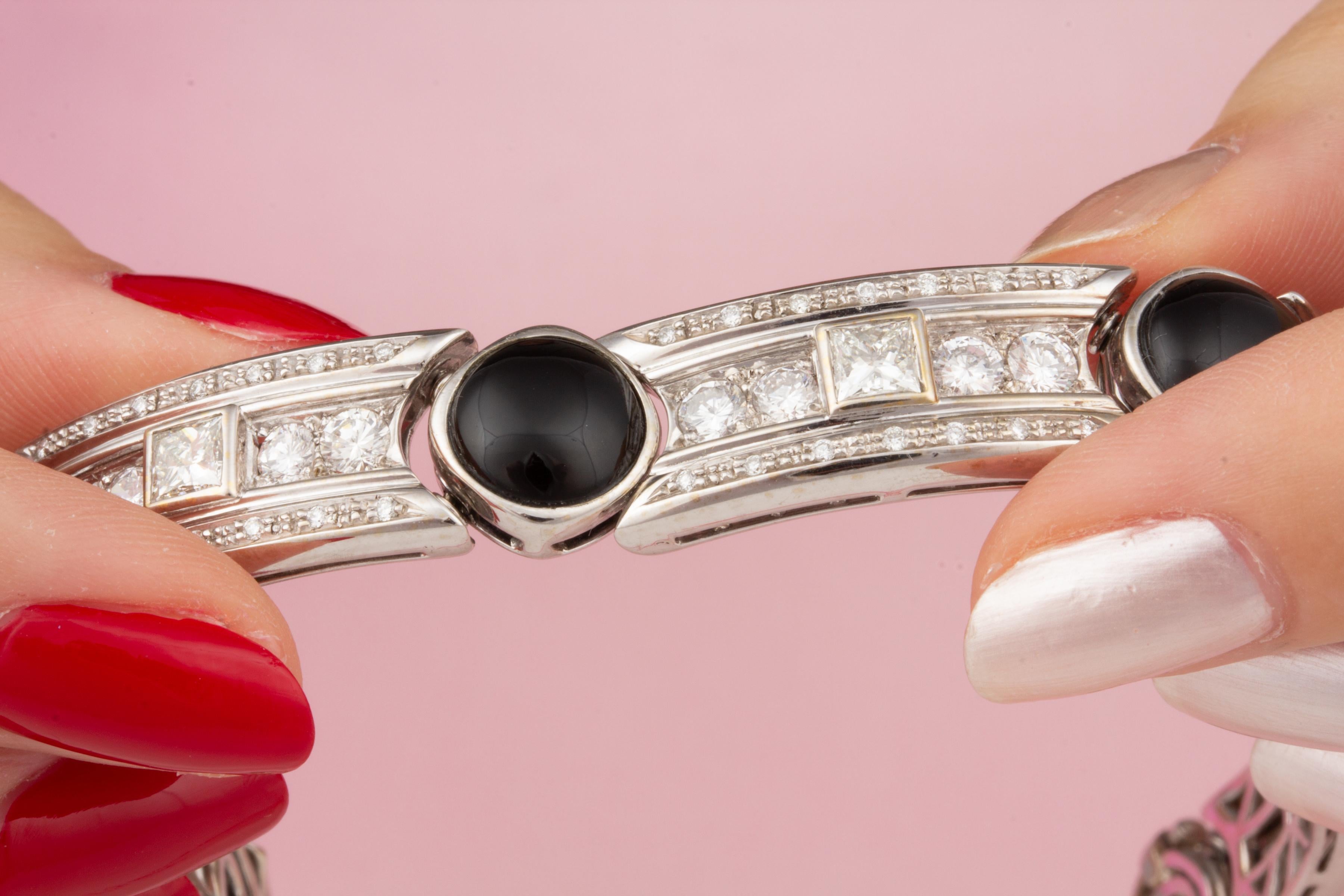 Ella Gafter Art Déco style Diamond Onyx Bracelet In New Condition For Sale In New York, NY